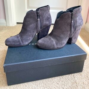 rag & bone Margot Fringe Boots Asphalt Suede Grey Size EU 40/US 10